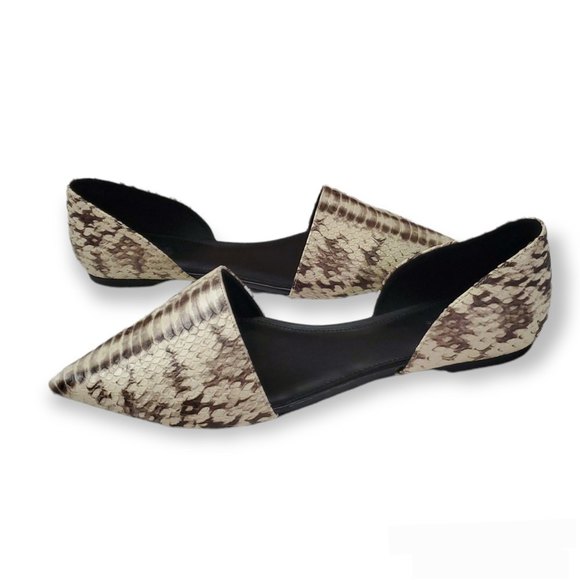 𝅺MICHAEL Michael Kors size 8.5 Natural Ivory Mila D’orsay Snake Embossed Flats - Picture 1 of 5